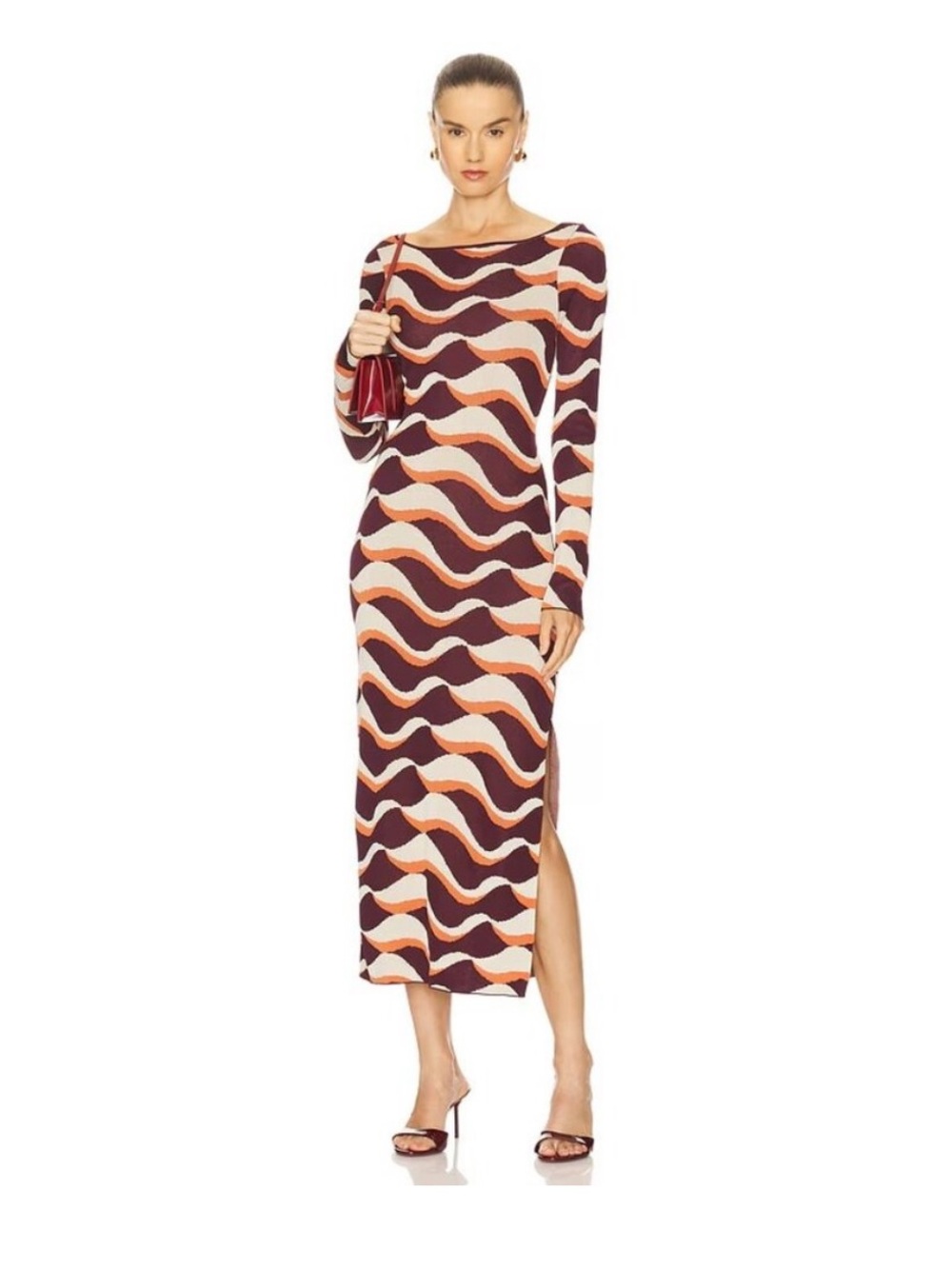 MISA Los Angeles Cassie Dress in Wavy Stripe, Size: S